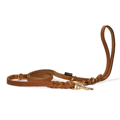 Walk'it Dressurline (justerbar) Cognac læder/messing 16mm 220cm - M